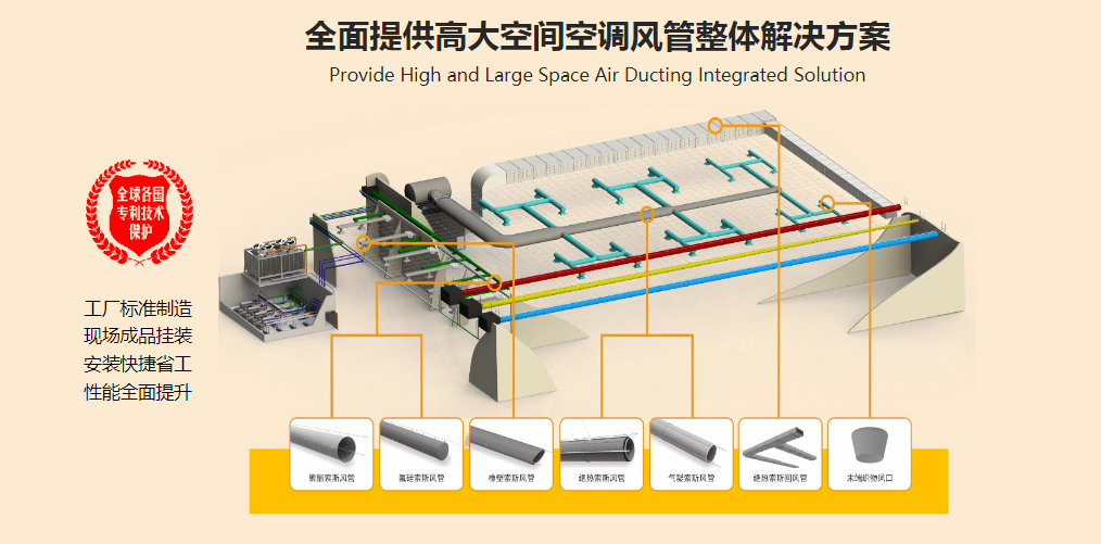 索斯风管全面提供宏伟空间空调风管整体解决规划